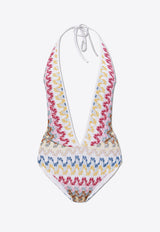 Missoni V-neck Zigzag One-Piece Swimsuit MS25SP01 BR0000-S01FQ