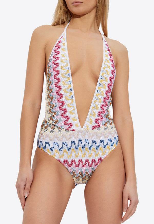 Missoni V-neck Zigzag One-Piece Swimsuit MS25SP01 BR0000-S01FQ