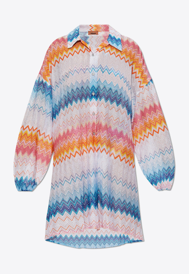 Missoni Oversized Zigzag Lamé Beach Shirt MC24SK00 BR00ZY-SM9MW