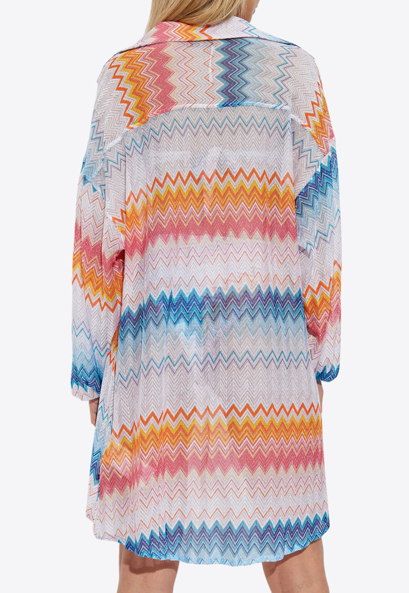 Missoni Oversized Zigzag Lamé Beach Shirt MC24SK00 BR00ZY-SM9MW