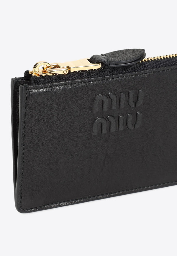 Miu Miu Logo Embossed Leather Cardholder Black 5MC93MAEFX_F0002