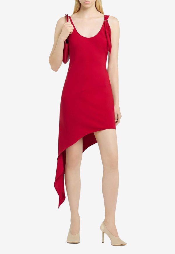 Courrèges Knot Asymmetric Midi Dress Red 125CRO538PL0147_4015