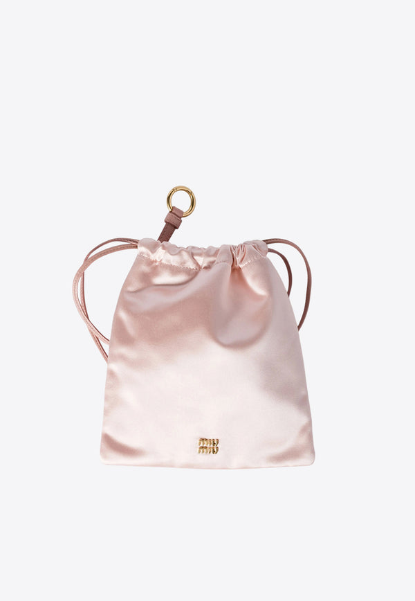 Miu Miu Logo Plaque Satin Pouch Bag Pink 5NG010049_F0615