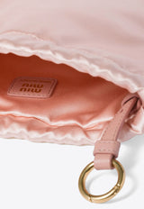 Miu Miu Logo Plaque Satin Pouch Bag Pink 5NG010049_F0615