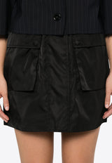 Prada Re-Nylon Triangle Logo Mini Skirt Black 21H002SOOO1WQ8_F0002