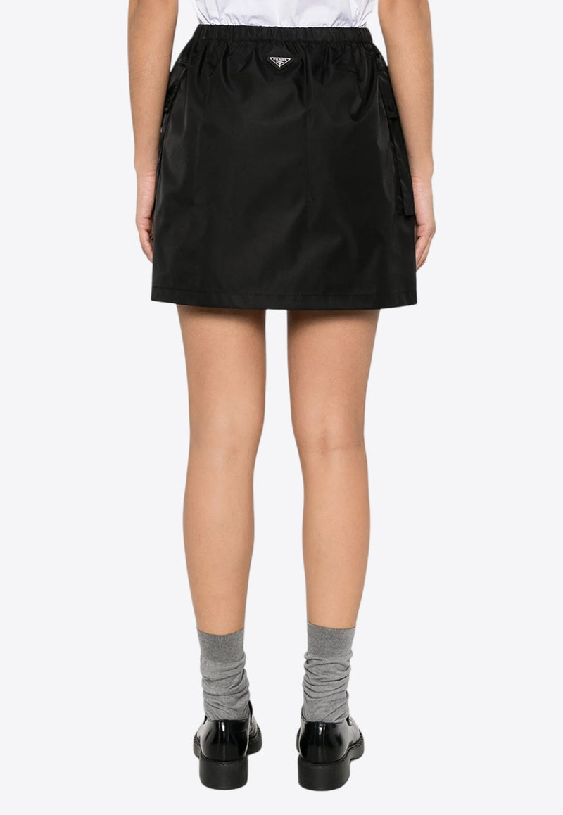 Prada Re-Nylon Triangle Logo Mini Skirt Black 21H002SOOO1WQ8_F0002