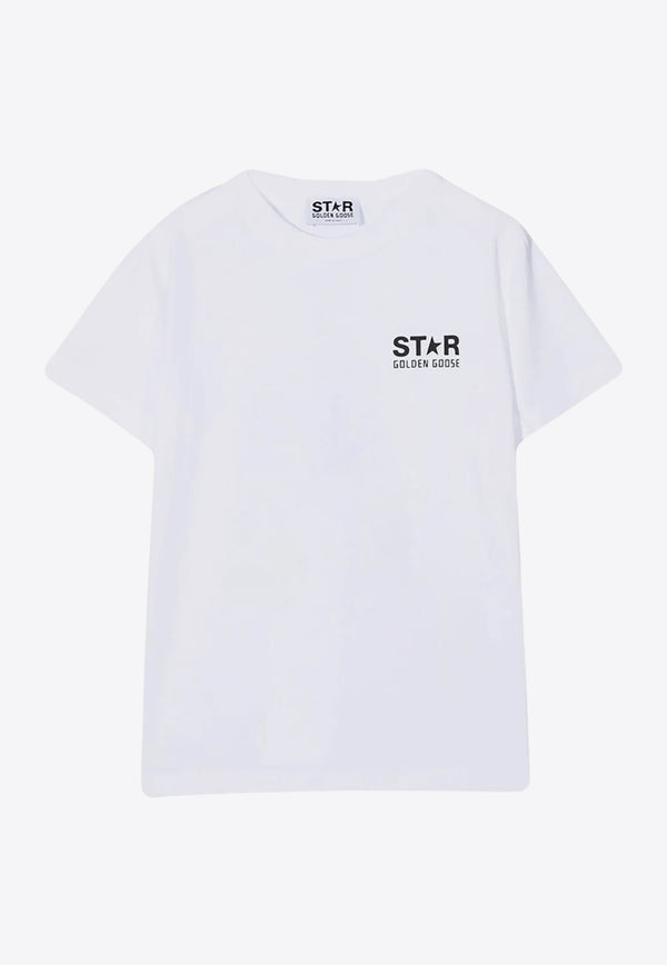 Golden Goose DB Kids Girls Star Logo Print Crewneck T-shirt White GKP01263P000888_10364