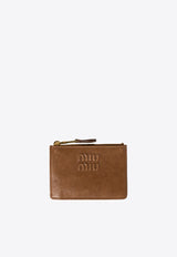 Miu Miu Logo Embossed Leather Cardholder Brown 5MC93MAEFX_F0316