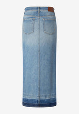 PINKO Midi Denim Skirt with Slit Light Blue 104628A2EA_PJE