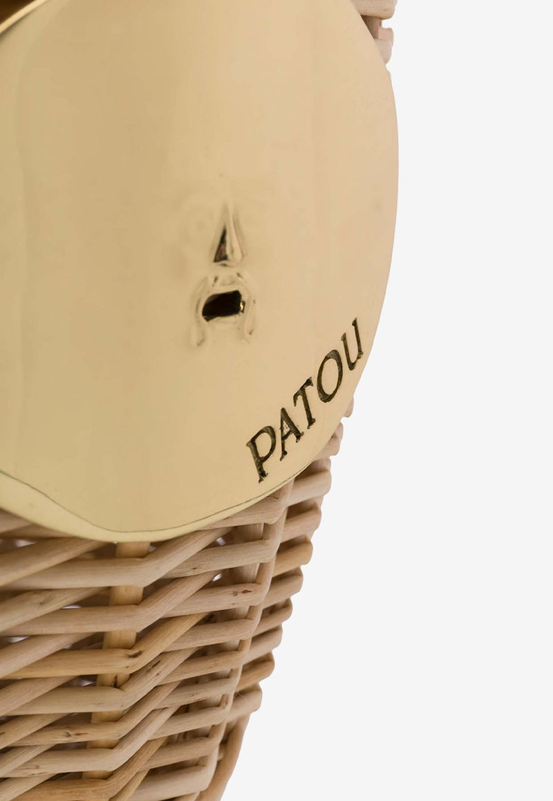 Patou Logo Plaque Wicker Bucket Bag Beige AC0030043_102V