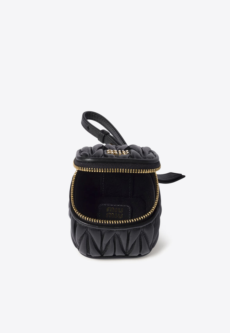 Miu Miu Trick Quilted Leather Pouch Key-Ring Black 5TL527AFPP_F0002