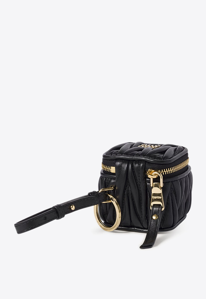 Miu Miu Trick Quilted Leather Pouch Key-Ring Black 5TL527AFPP_F0002