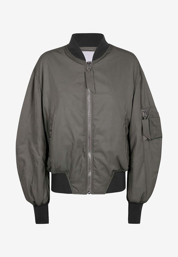 The Attico Anja Zip-Up Bomber Jacket Green 250WCB00070_828