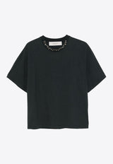 Golden Goose DB Crystal-Embellished Crewneck T-shirt Black GWP01874P001897_90456