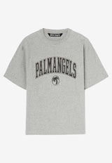 Palm Angels College Logo Print Crewneck T-shirt Gray PMAA089S25JER001_0810