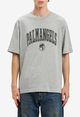 Palm Angels College Logo Print Crewneck T-shirt Gray PMAA089S25JER001_0810