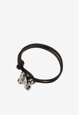 Palm Angels Monogram Leather Cord Bracelet Black PMOA054S25MAT001_1072