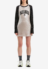 Palm Angels College Logo Sequined Mini T-shirt Dress Gray PWDB255S25FAB001_0910