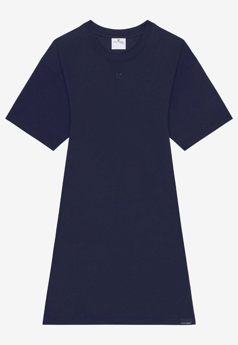 Courrèges Embroidered Logo Mini T-shirt Dress Navy 125JRO537JS0107_7075