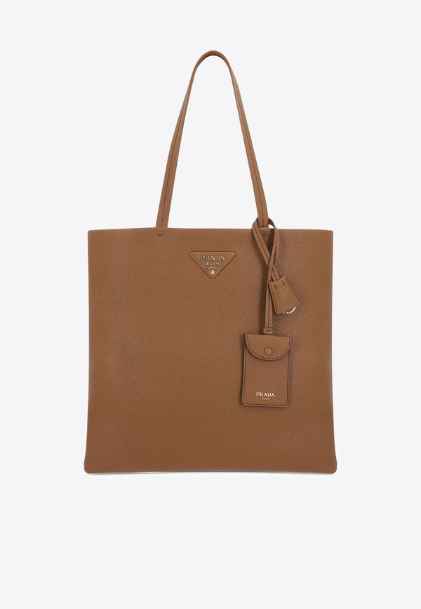 Prada Triangle Logo Leather Tote Bag Brown 1BG550VONT2DKV_F03BH