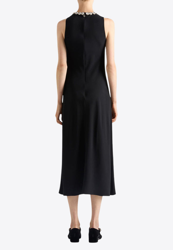 Prada Embellished Sablé Midi Dress Black P3O31RSOOO155Z_F0002