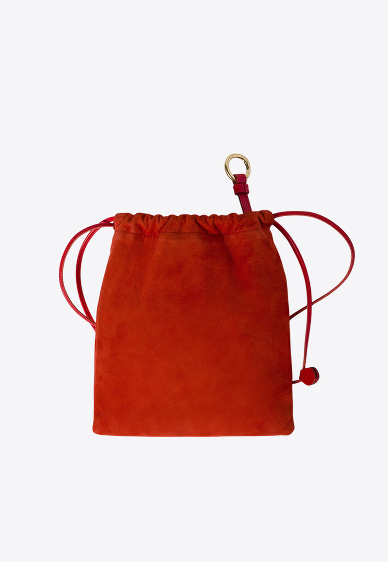 Miu Miu Logo Plaque Suede Pouch Bag Red 5NG0102CTA_F0D17