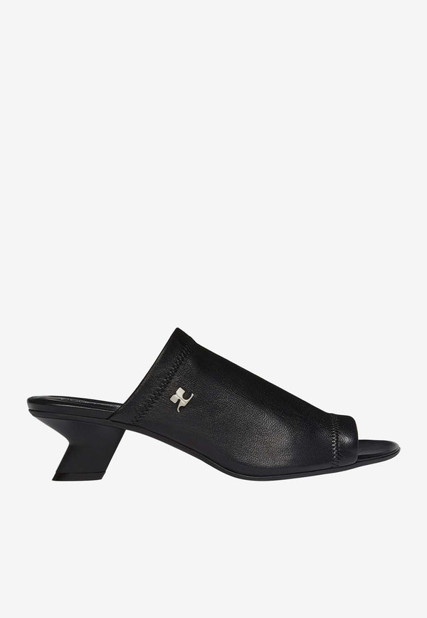 Courrèges Wet Stretch 50 Leather Mules Black 125SSD031AG0029_9999