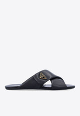 Prada Padded Criss-Cross Leather Slides Black 1XX713F005ZHP_F0002