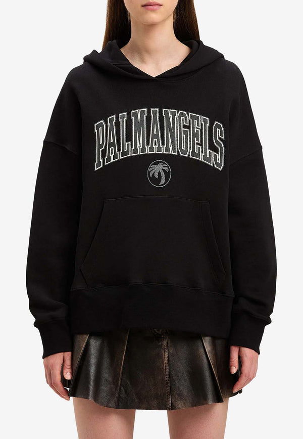 Palm Angels College Logo Print Hooded Sweatshirt Black PWBB023S25FLE001_100B