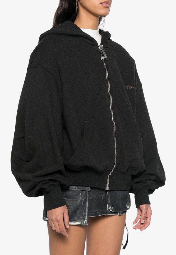 The Attico Zip-Up Hooded Logo Sweatshirt Black 250WCF00015_877