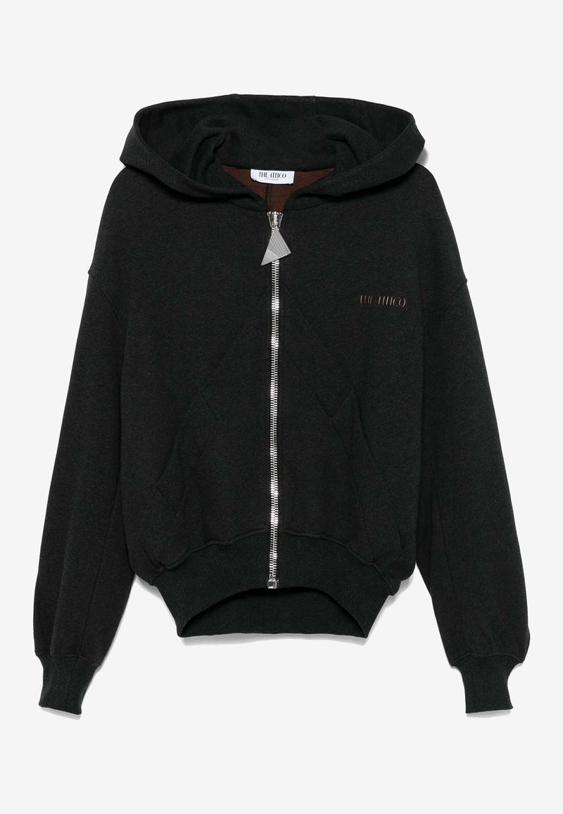 The Attico Zip-Up Hooded Logo Sweatshirt Black 250WCF00015_877