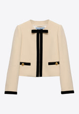 Prada Single-Breasted Velvet Bow Jacket Beige P531PSOOO155L_F0018