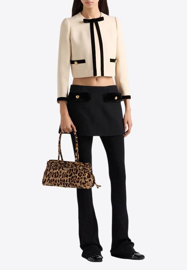 Prada Single-Breasted Velvet Bow Jacket Beige P531PSOOO155L_F0018