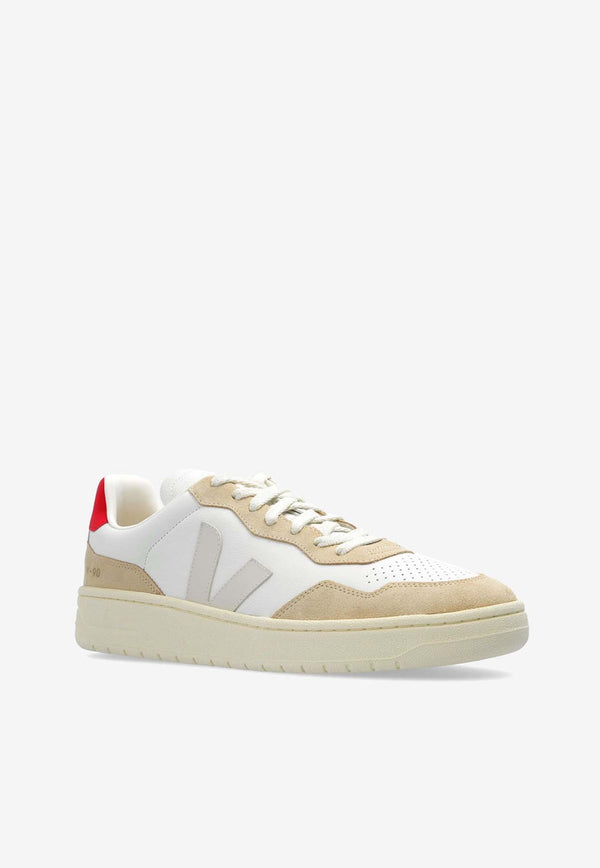 Veja V-90 Leather Low-Top Sneakers White VD2003459A_EXTRA-WHITE/PIERRE/PEKIN