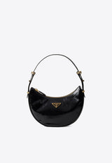 Prada Arqué Patent Leather Hobo Bag Black 1BC194VOOO2DNT_F0002