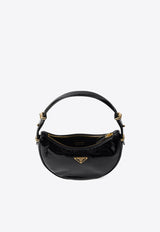 Prada Arqué Patent Leather Hobo Bag Black 1BC194VOOO2DNT_F0002