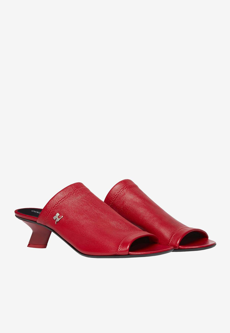 Courrèges Wet Stretch 50 Leather Mules Ruby 125SSD031AG0029_4015