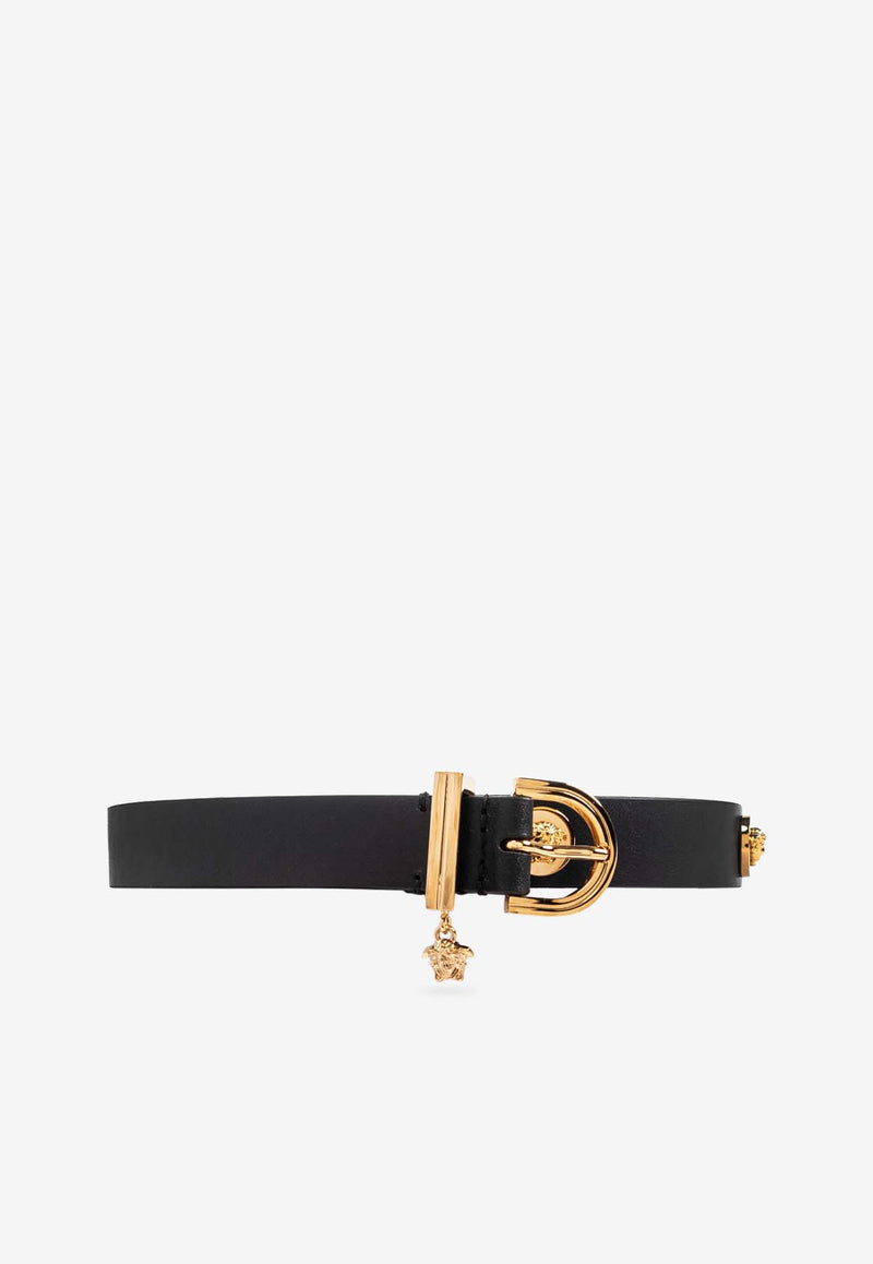 Versace Studded Medusa 95 Leather Belt Black 1014773 1A13534-1B00V