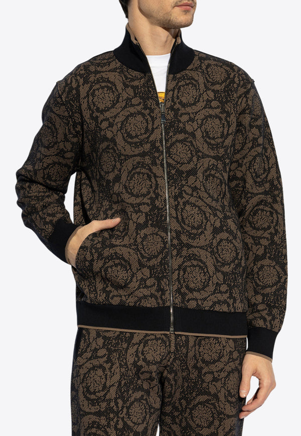 Versace Barocco Jacquard Reversible Zip-Up Jacket Brown 1018105 1A12910-1UL40