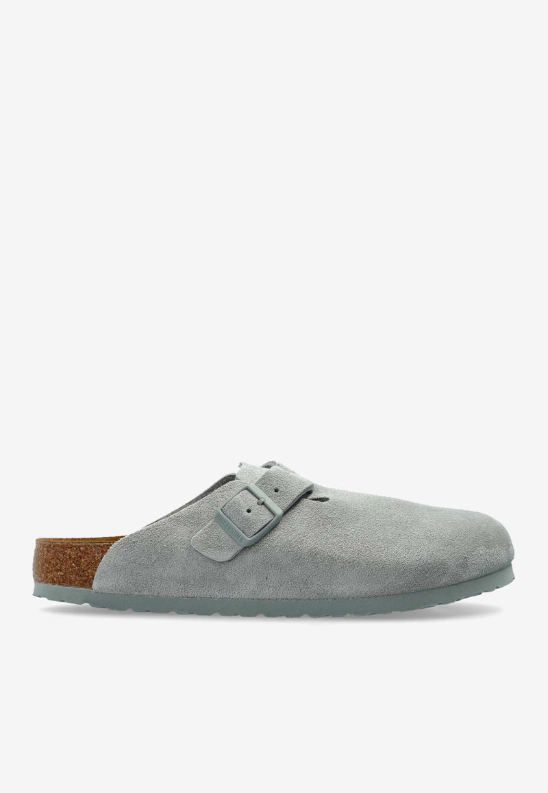 Birkenstock Boston Suede Buckled Clogs Gray 1029212 0-PURE SAGE