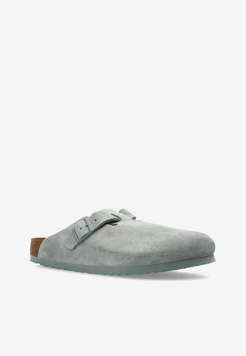 Birkenstock Boston Suede Buckled Clogs Gray 1029212 0-PURE SAGE