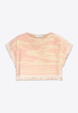 Zimmermann Maxine Toweling Fringed Top Pink 1767TRS254 0-PNKCRMPLM