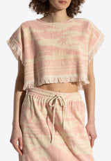 Zimmermann Maxine Toweling Fringed Top Pink 1767TRS254 0-PNKCRMPLM