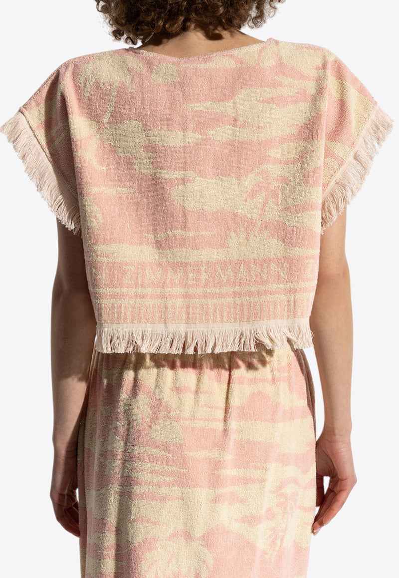 Zimmermann Maxine Toweling Fringed Top Pink 1767TRS254 0-PNKCRMPLM