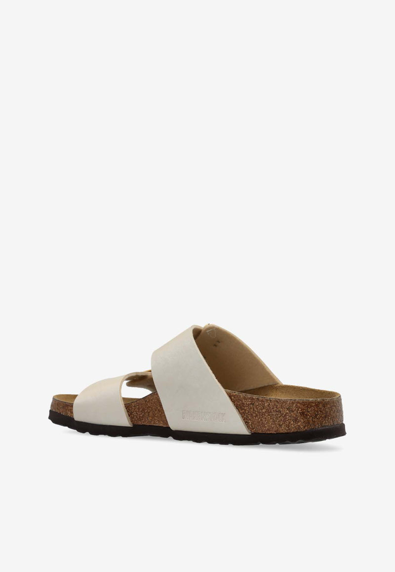 Birkenstock Sydney Cushion-Buckle Double Strap Slides White 1029492 0-GRACEFUL PEARL WHITE