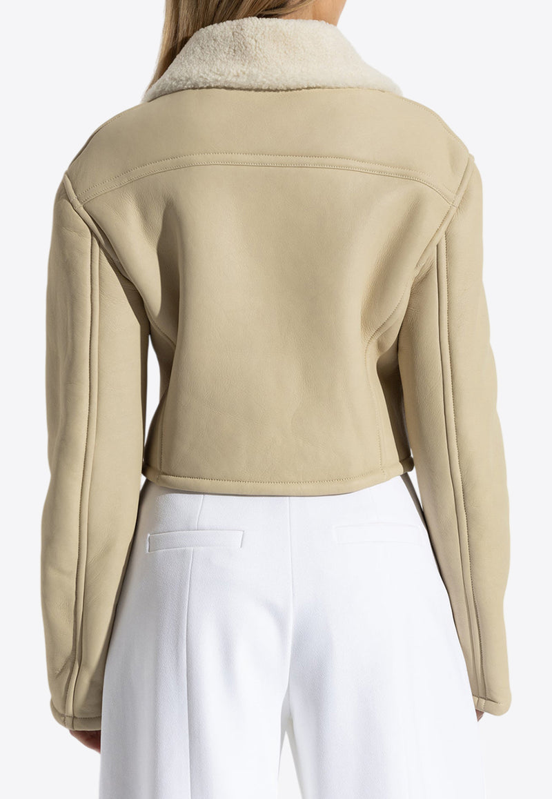 Jacquemus The Marino Double-Breasted Shearling Jacket  Cream 251CO096 1664-110