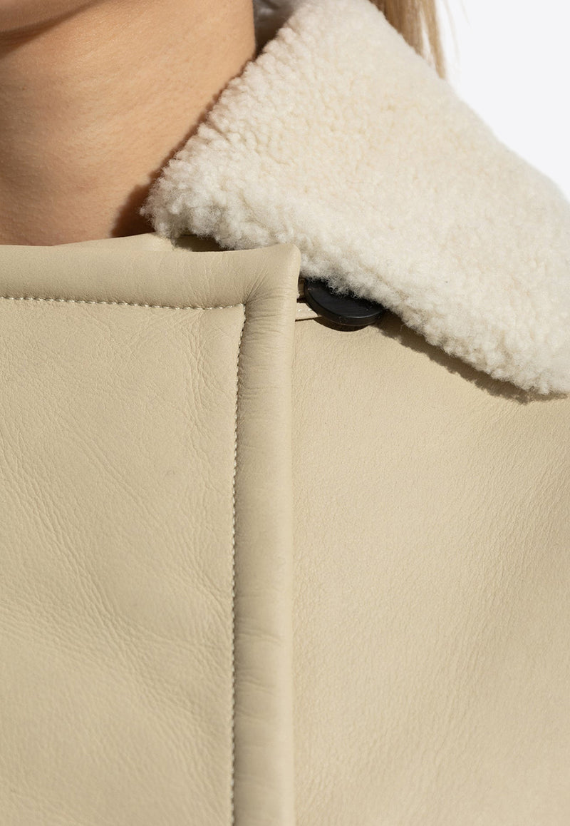 Jacquemus The Marino Double-Breasted Shearling Jacket  Cream 251CO096 1664-110