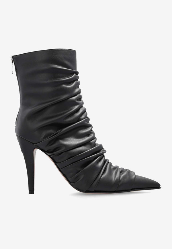 Alexander McQueen Birdee 105 Ruched Ankle Boots Black 812552 WTAAA-1000