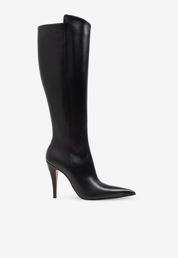 Alexander McQueen Birdee 105 Leather Knee-High Boots Black 813074 WHABC-1000