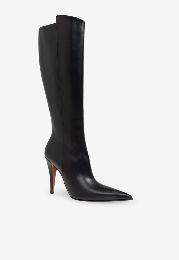 Alexander McQueen Birdee 105 Leather Knee-High Boots Black 813074 WHABC-1000